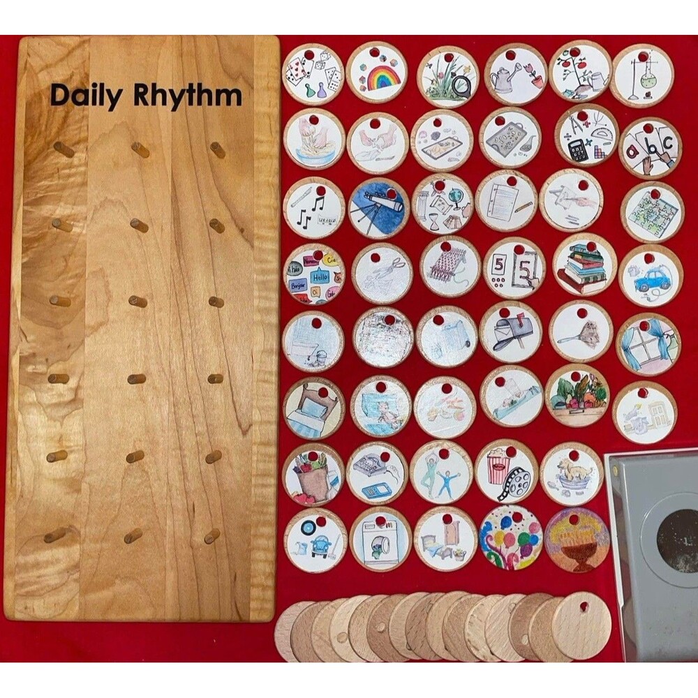 Daily Rhythm Chart Task Chore Helper Wooden Board Treasures From Jennifer Disks